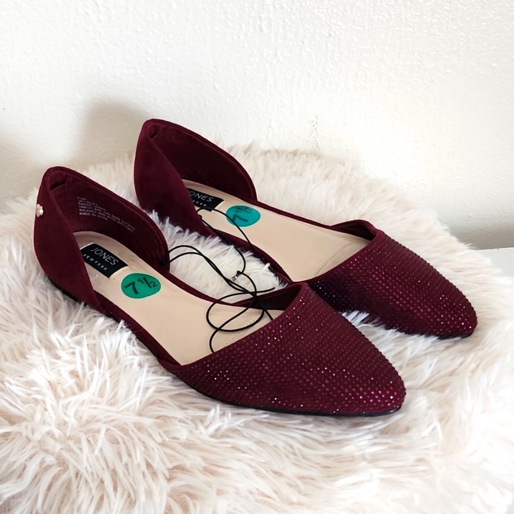 Jones New York Flat Rhinestone Shoes in Size in 7, 7.5, and 8